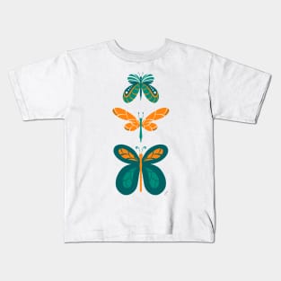 Butterflies Orange & Green Kids T-Shirt